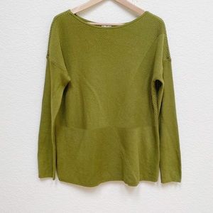 J. Jill  Ribbed Knit Pullover Sweater Cotton Blended Crew Neck Green Sweater